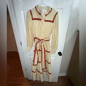 TCEC Beige and burnt orange Long Sleeve Dress